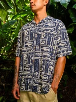 Europe Aloha Short Sleeve Shirt Pattern 5 Europe Aloha Short Sleeve Shirt Pattern -T&C Surf Clothing 2388PatternNavyLIFE2