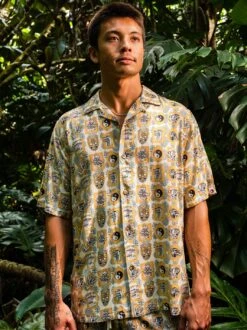 Europe Aloha Short Sleeve Shirt Faces -T&C Surf Clothing 2390FacesGreigeLIFE2