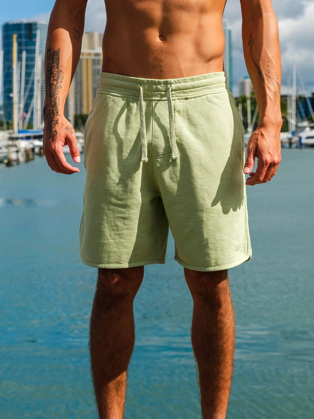 T&C Surf Clothing -T&C Surf Clothing 2459 Sweatshort Sage LIFE4