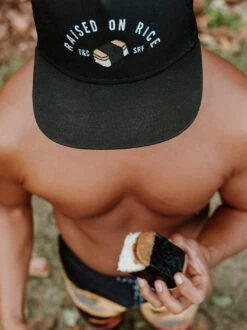 Raised On Musubi Trucker Cap -T&C Surf Clothing BlackFrontLIFE 970748