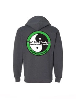 T&C Surf Standard Neon Zip Hoodie -T&C Surf Clothing DkHtrGreenBack 729077