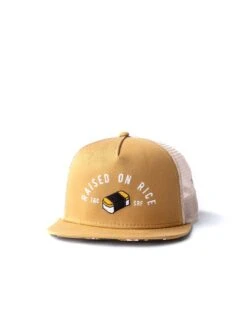 Raised On Musubi Trucker Cap -T&C Surf Clothing Latte1 643215