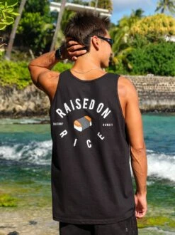 Raised On Musubi Tank -T&C Surf Clothing Tank Black FrontLIFE 841787